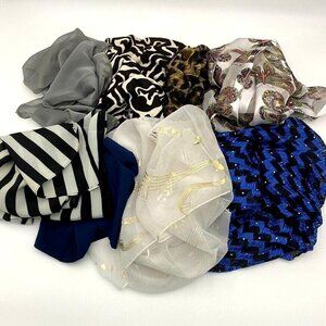 Lot 8 Rectangle Scarves Various Designs Colors Sizes‎ Satin Polyester Cotton